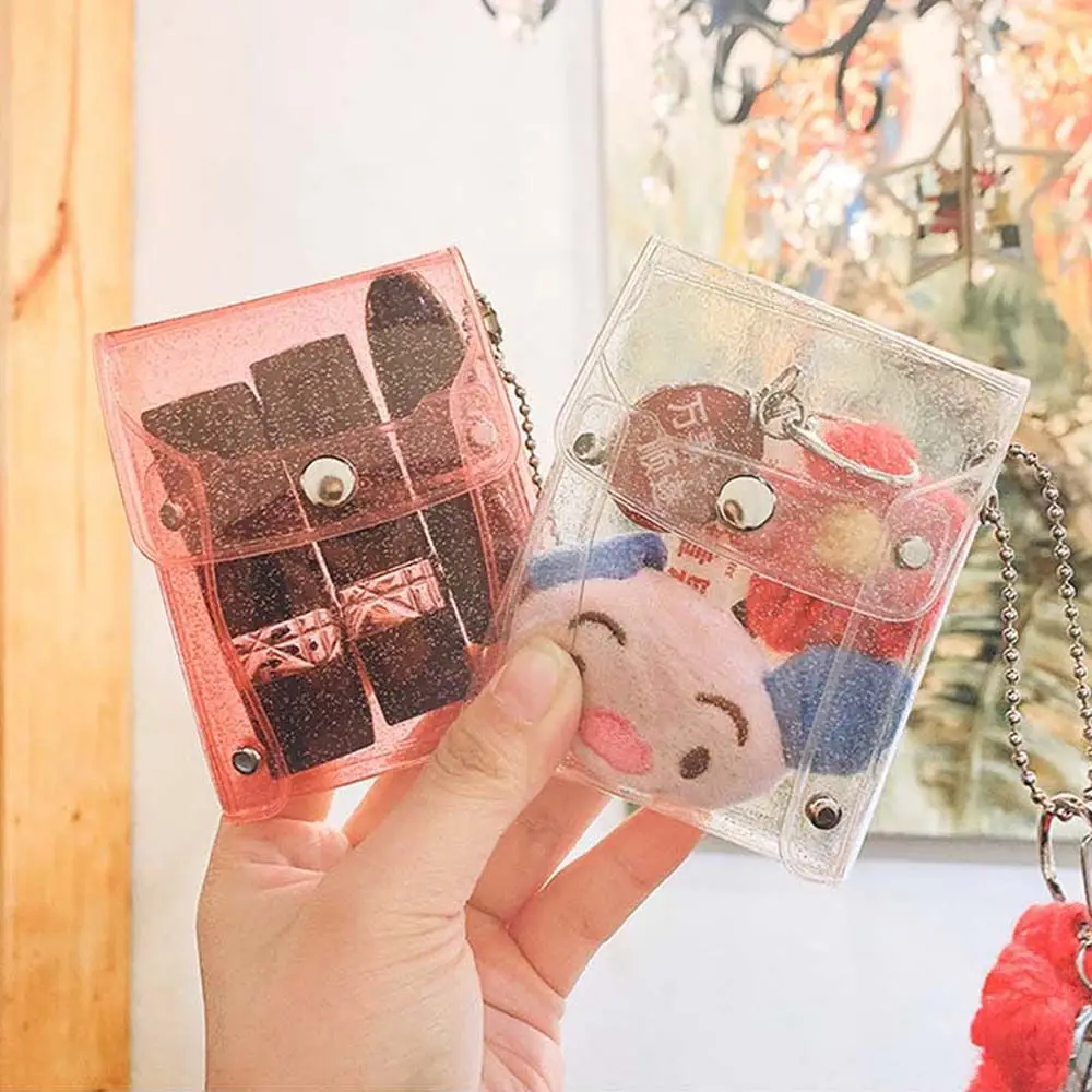 Pink Fashion Transparent PVC Sequin Coin purse Mini Comestic bag Key wallet Lipstick bag