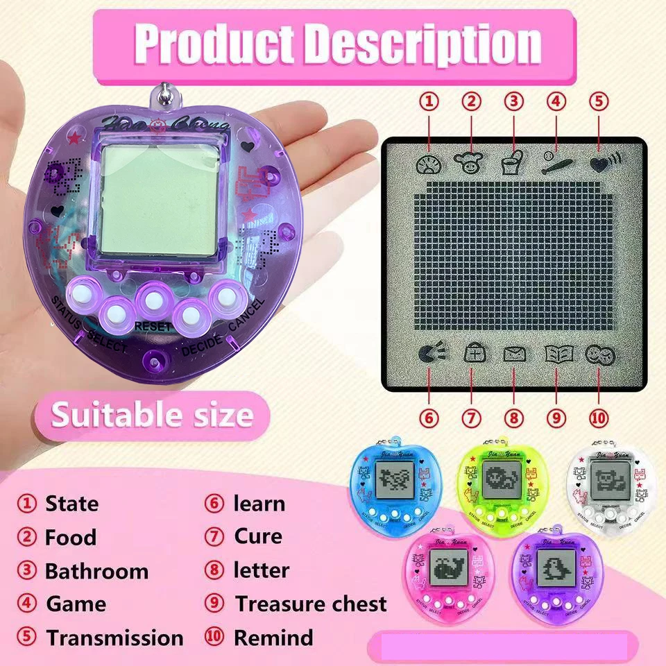 Heart Shape Electronic Pets Game Toys Virtual Tamagotchi Nostalgic Virtual Cyber Digital Animals Toys For Kids Christmas Gifts 4