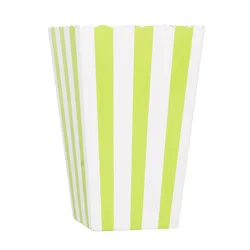 Set of 12 Pink Popcorn Boxes for Kids' Party or Baby Shower Celebration (Lime green stripe)