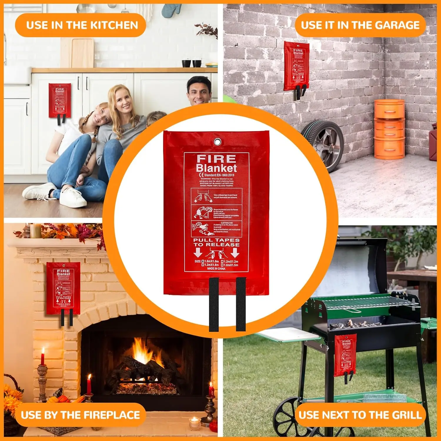 40”x 40” Emergency Fire Blanket - Flame Suppression Fiberglass Blankets for Home, Survival Safety - Fire Extinguisher Alternativ 5