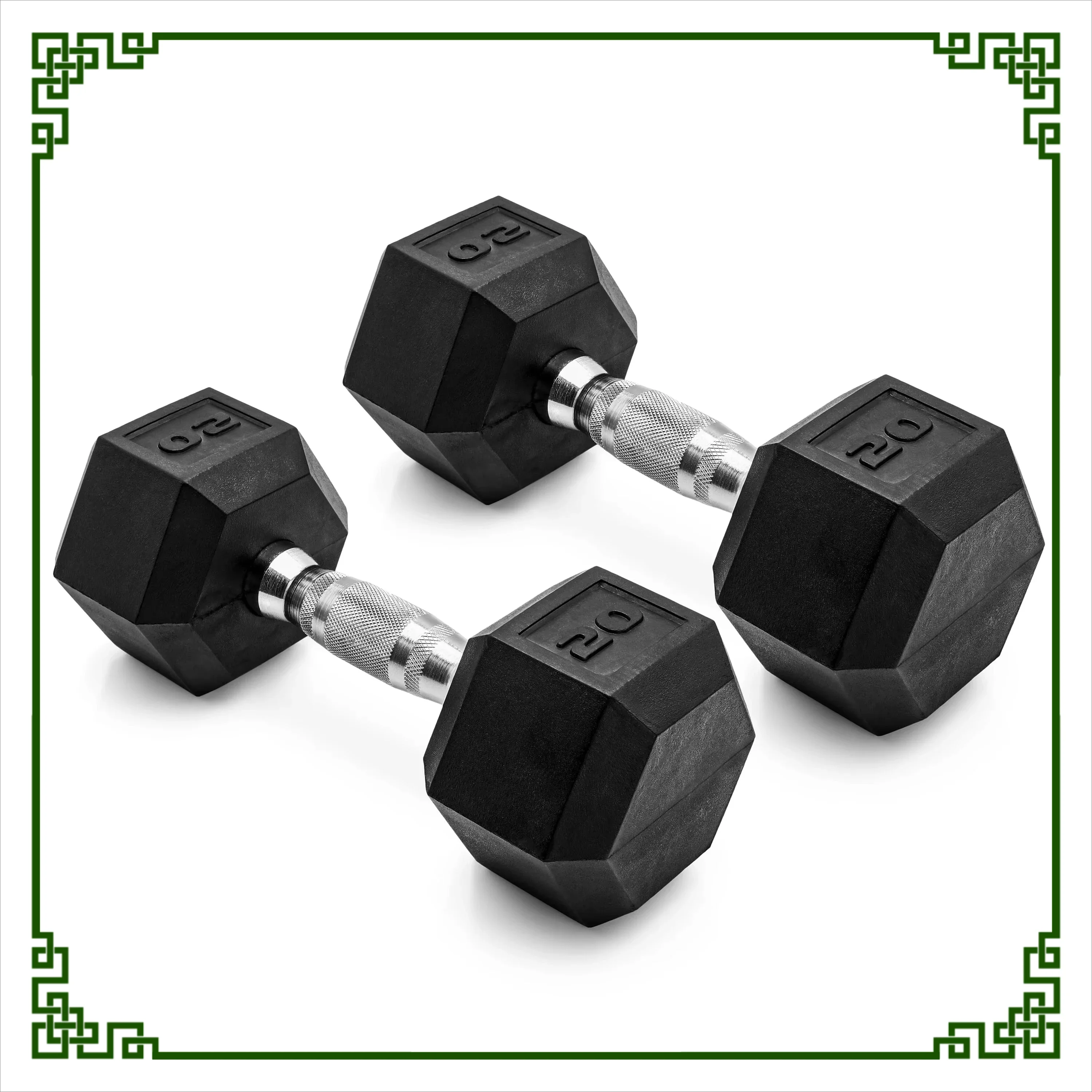 20lb Rubber Hex Dumbbell Pair 1