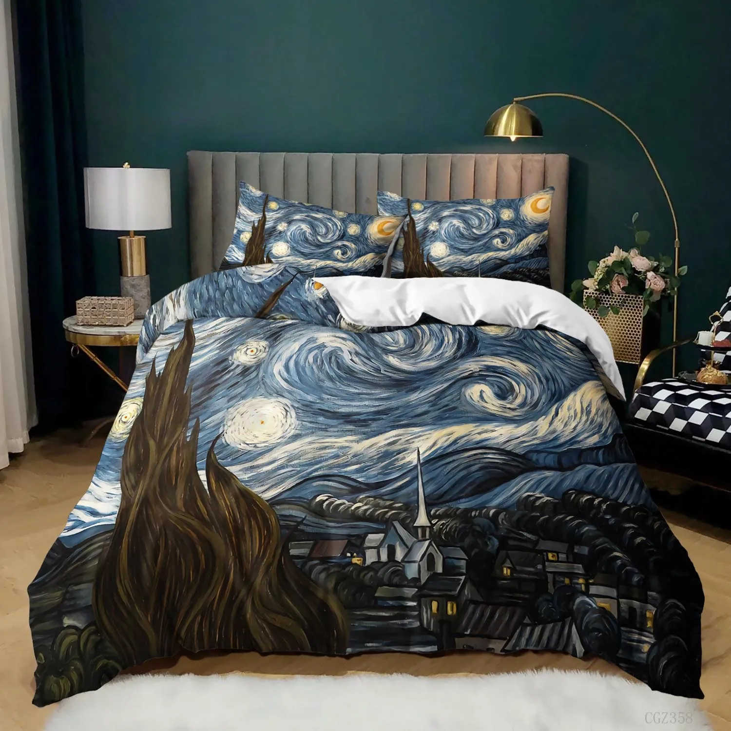 Starry Night Sky Bedding Set  Aesthetic Bedding - roomtery