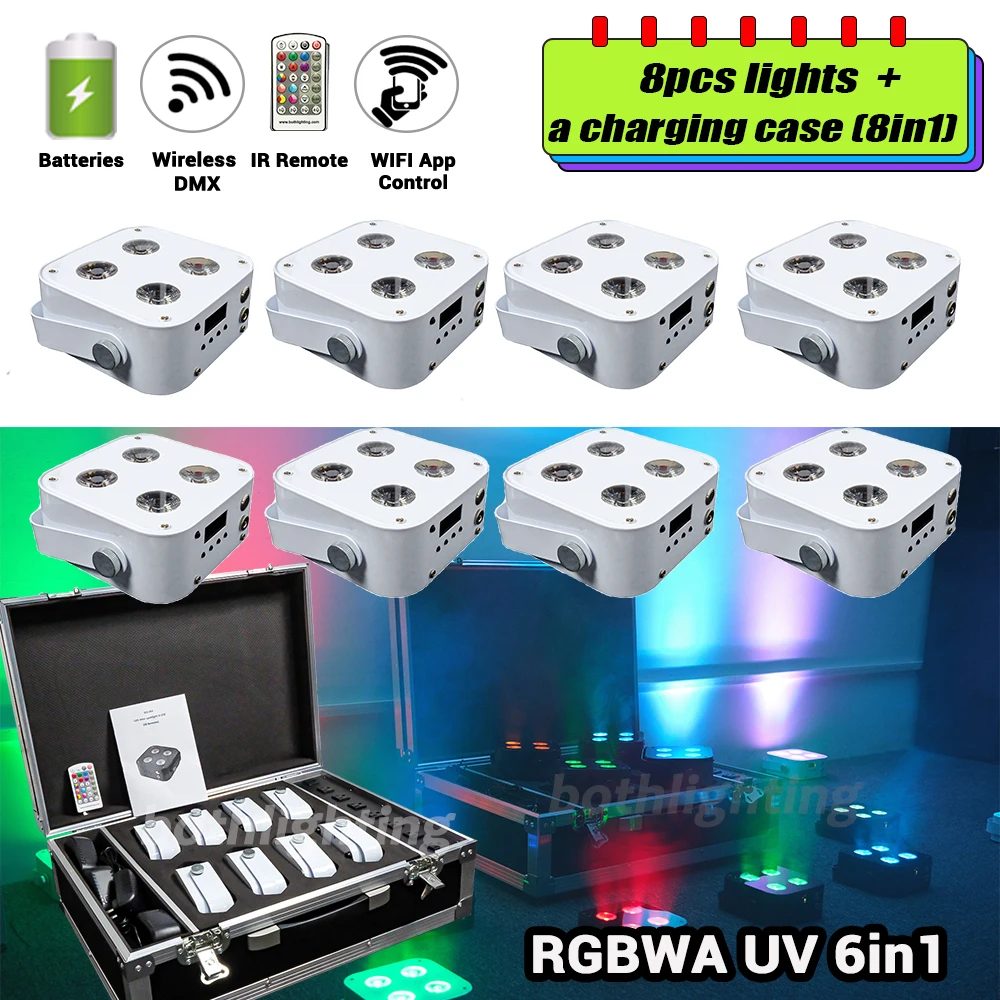 Bothlighting 8pcs with a case IR4 mini Ape LED uplights 4X12W Spotlight 4 LED Hex Up-lights with Wireless DMX&IR Remote Wedding