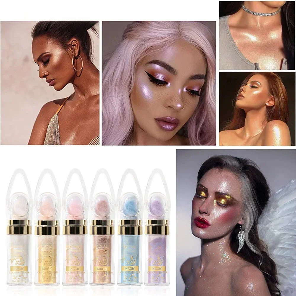 1PC Shimmer Fairy Powder White Purple Blue Loose Highlighter Face Body Glitter Wand Makeup Bronzer Illuminator Cosmetic 3