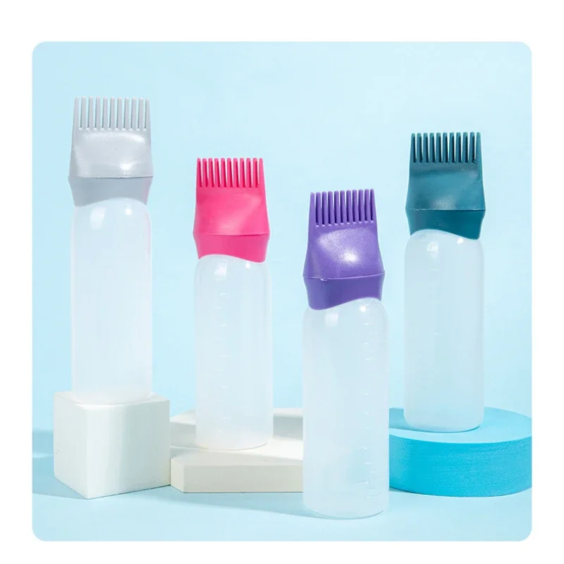 Hair Oil Applicator Bottle Hairdressing Shampoo Bottle Hair Dye Refillable Comb Roots Massage Comb 5 Colors
