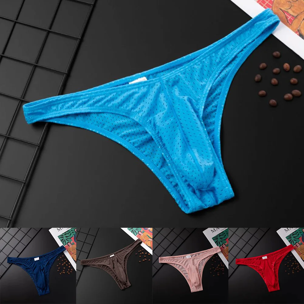 

New Comfy Elephant Nose Men Mesh Briefs Low Rise Underwear Breathable Thong Male Ultra-Soft Low-rise Bikini Bottom G-String