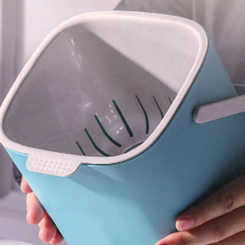 Hot Sale Plastic Kitchen Food Waste Trash Can Compost with Drainer Rubbish Container Organizer Accessories Tools-Dark Gray