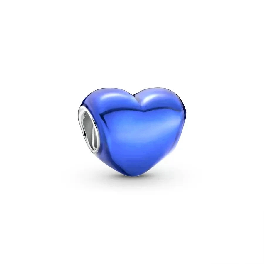Hot Sale Fine Authentic Metallic Multicolour Heart Charms Beads Fit Original 925 Sterling Silver Bracelet DIY Women Jewelry Gift 5