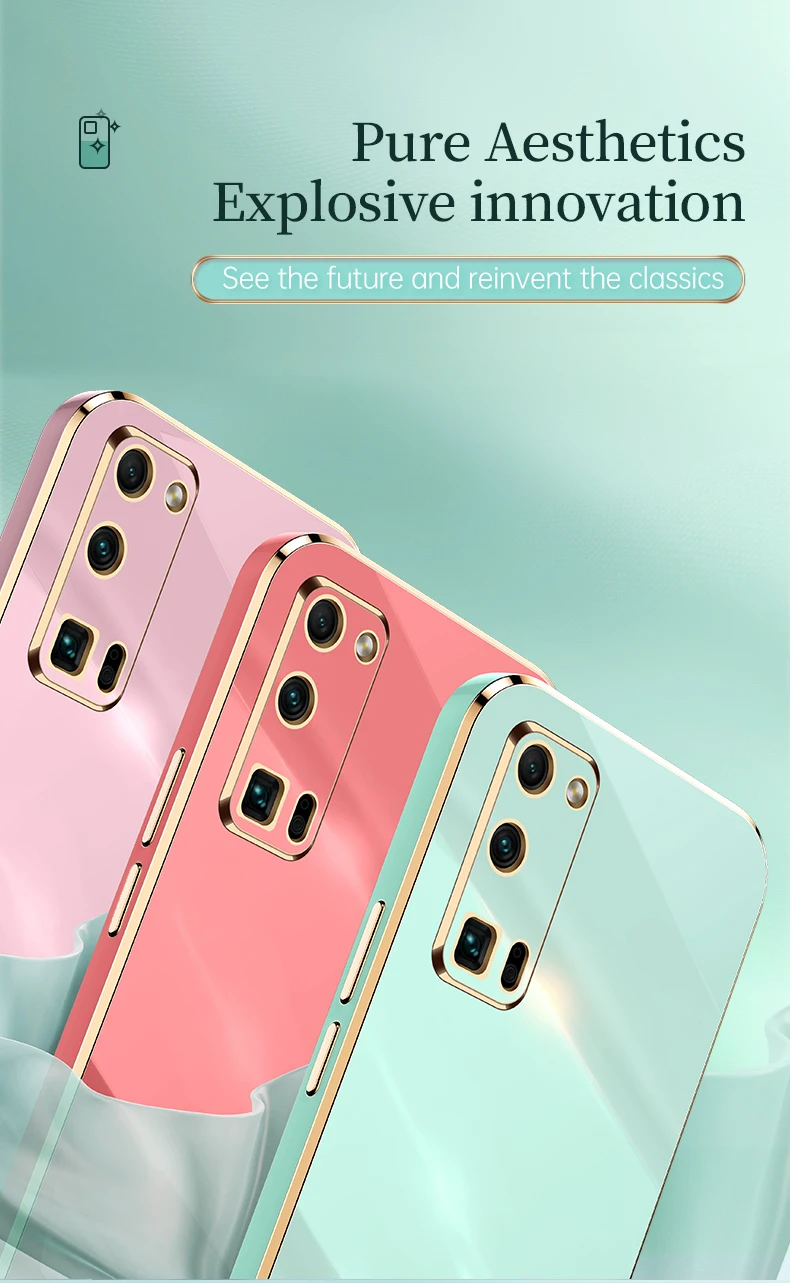 Bling Morbido Antiurto Copertura Quadrata di Lusso Cassa Del Telefono di Placcatura Laser 3D per Huawei Honor 50 Lite 20 20 S 30 Pro 30i 30 S Rus_voghion.com