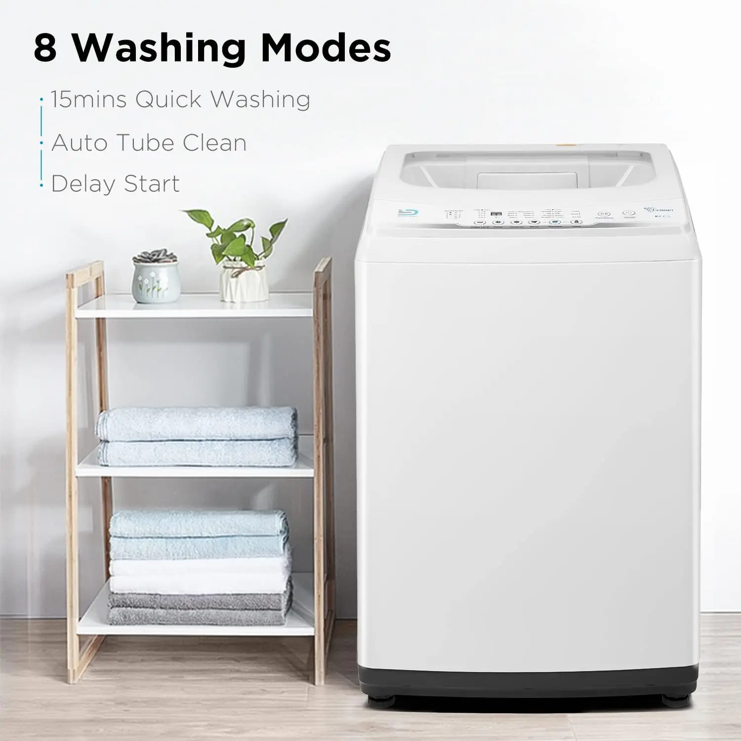 Portable Washing Machine 2.0 Cu.Ft. Compact Washer with Fast Cleaning System 8 Automatic Washing Programs LED Display