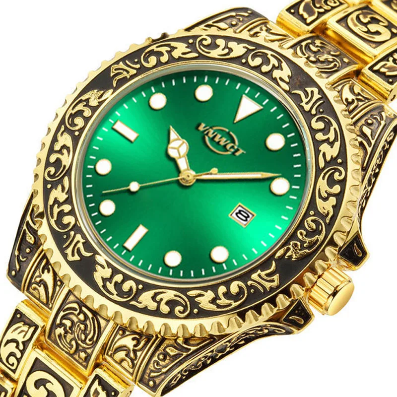 

Watch For Men Luxury Gold Fashion Quartz Clock Analog Chronograph Sport Waterproof Stainless Steel Wristwatch