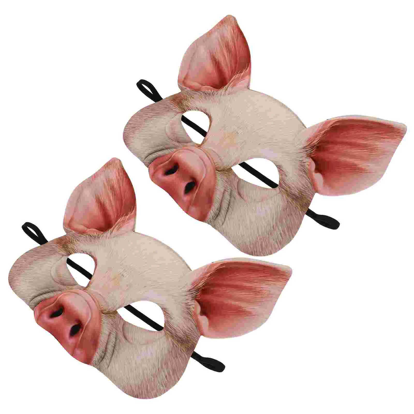 2 Pcs Pink Piggy Mask Masquerade for Children Shaped Half Face Ball Hairy