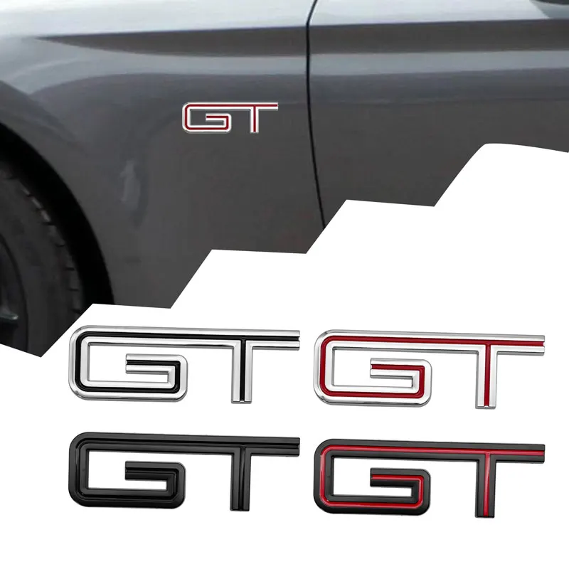 3D Car Styling Metal Sticker Gt Logo Auto Side Trunk Sticker Badge Tail Trunk Decal Emblem Per Ford Mustang Shelby Gt 500 Punto