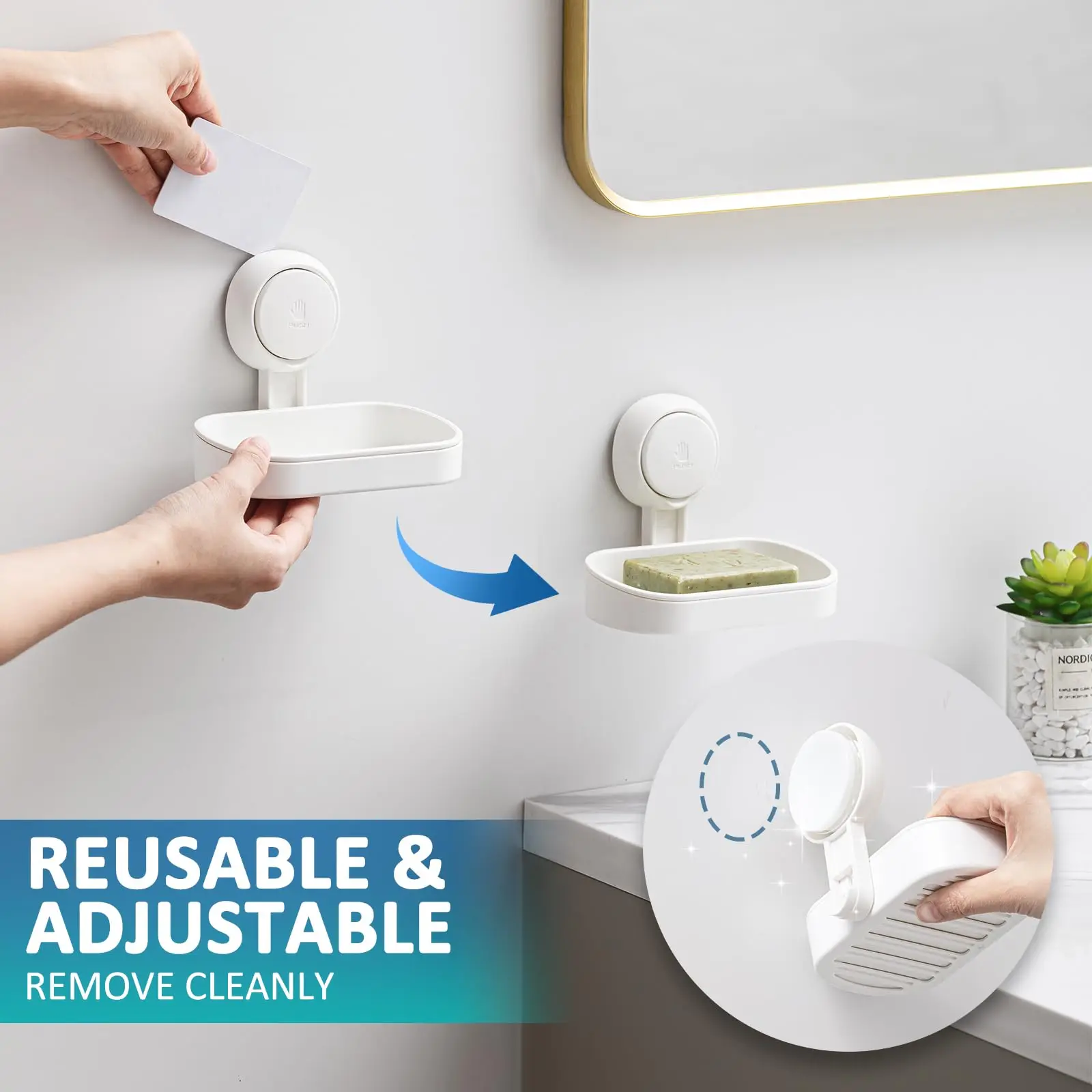 TAILI Suction Cup Soap Dish Powerful Vacuum Suction Soap Holder, Strong Sponge Holder for Shower, Bathroom, Tub and Kitchen Sink 5