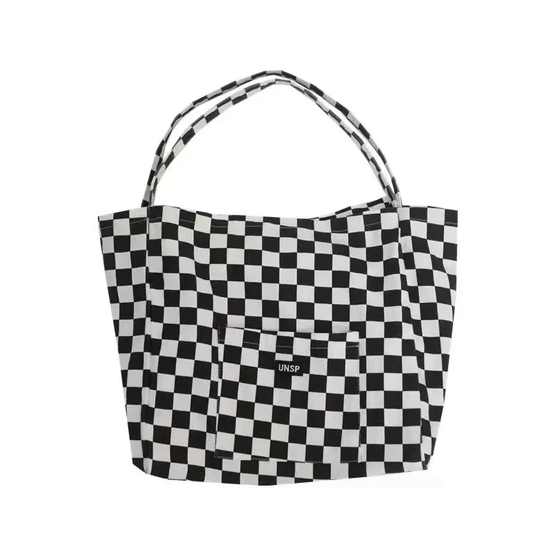 kpop gothic fashion Hip hop y2k shoulder bag women plaid graphic big capacity Aesthetic handbag Harajuku y2k casual shopping bag