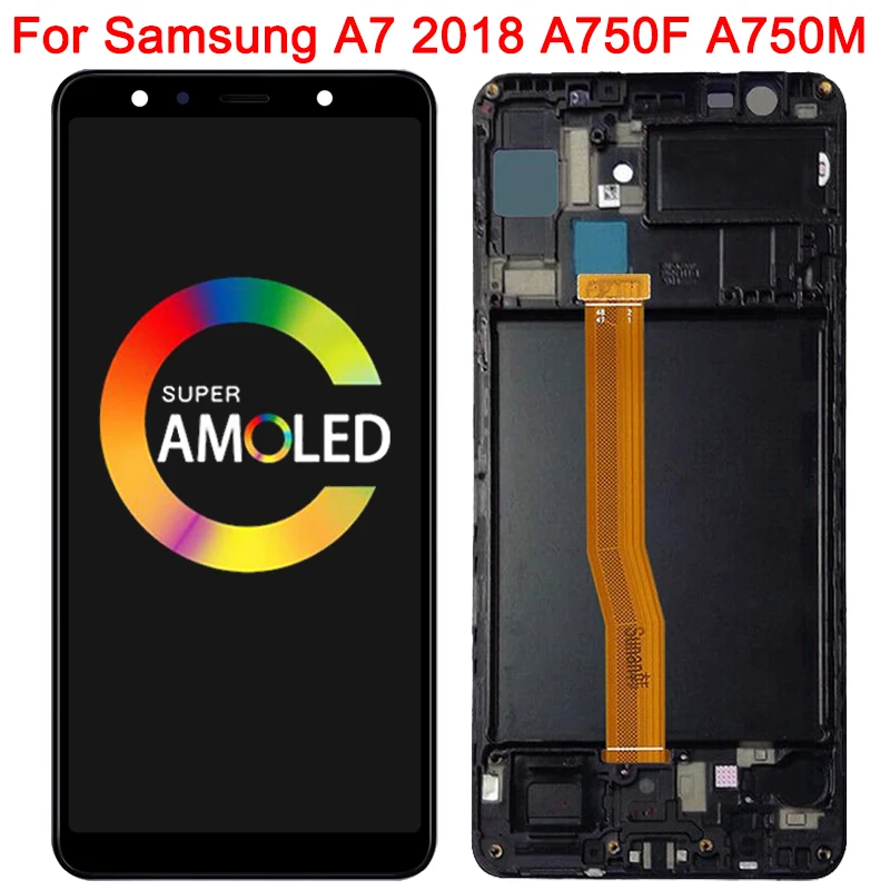 Оригинальный ЖК-дисплей A750F для Samsung Galaxy A7 2018 A750F/DS дисплей с рамкой 6 0 дюйма