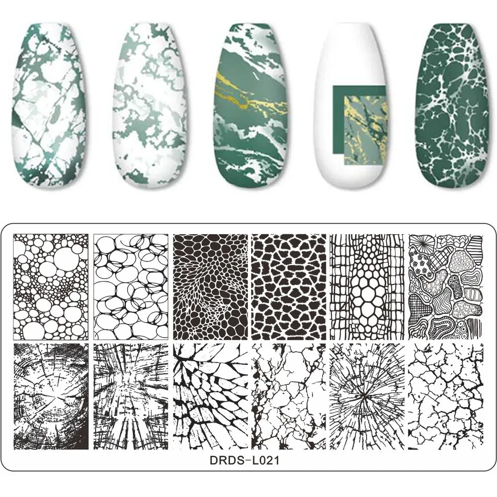 French Marble Striped Nail Stamping Plates - Nail Art Stamping Template