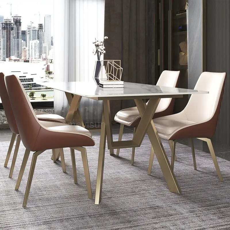 

Dinnergolden Italian Bright Marble Dining Table Luxury Modern Dinner Designer Restaurant Table And Chair 캠핑의자 Home Furniture