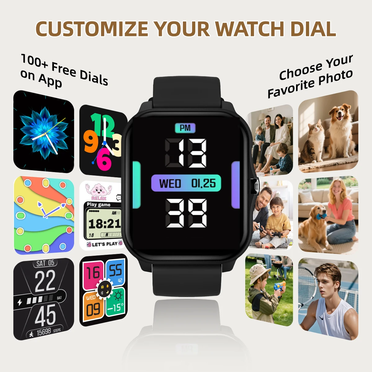 2026 New Men Ladies Smart Watch Bluetooth Talk 1.83 inch HD Display Social Notifications Music Control for Android IOS iPhone 2