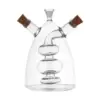 Oil and Vinegar Glass Bottle Clear Kitchen Cooking Container for Kitchen Double Pourer Spout Stoppers 2 in 1 for Kitchen Cooking 2