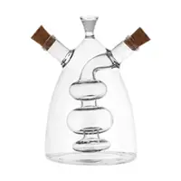 Oil and Vinegar Glass Bottle Clear Kitchen Cooking Container for Kitchen Double Pourer Spout Stoppers 2 in 1 for Kitchen Cooking 2