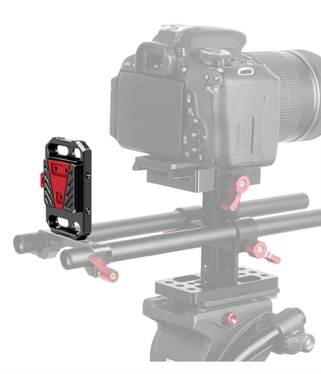 Quick Release V-Lock Battery Mounting Plate Camera Clamp Camera Tripod Plate Camera Mount Plate Camera Base Plate Aluminum 15mm Rod Clamp For Photography DSLR Camera Rig Rail Follow Focus System Kit
