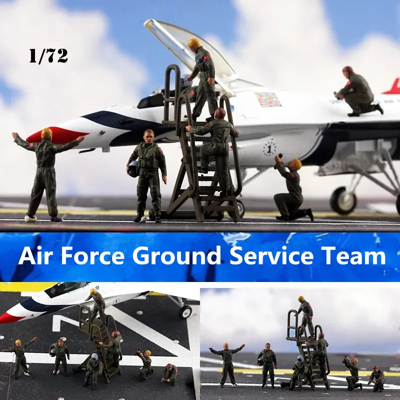 

1:72 Scale 7Pcs Air Force Ground Service Pilots With Ladder Model Action Figure Dolls Toys DIY Scene Accessory Collection Gifts