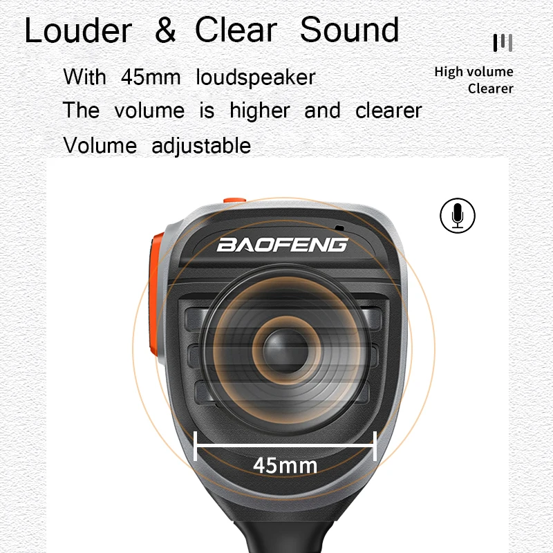 Asudaro Microphone à Main Talkie-walkie, Microphone De Haut-parleur De Microphone D'épaule PTT Compatible Avec BAOFENG A58 BF-9700 UV-9R Plus GT- 3WP R760 82WP Accessoires De Radio Bidirectionnelle