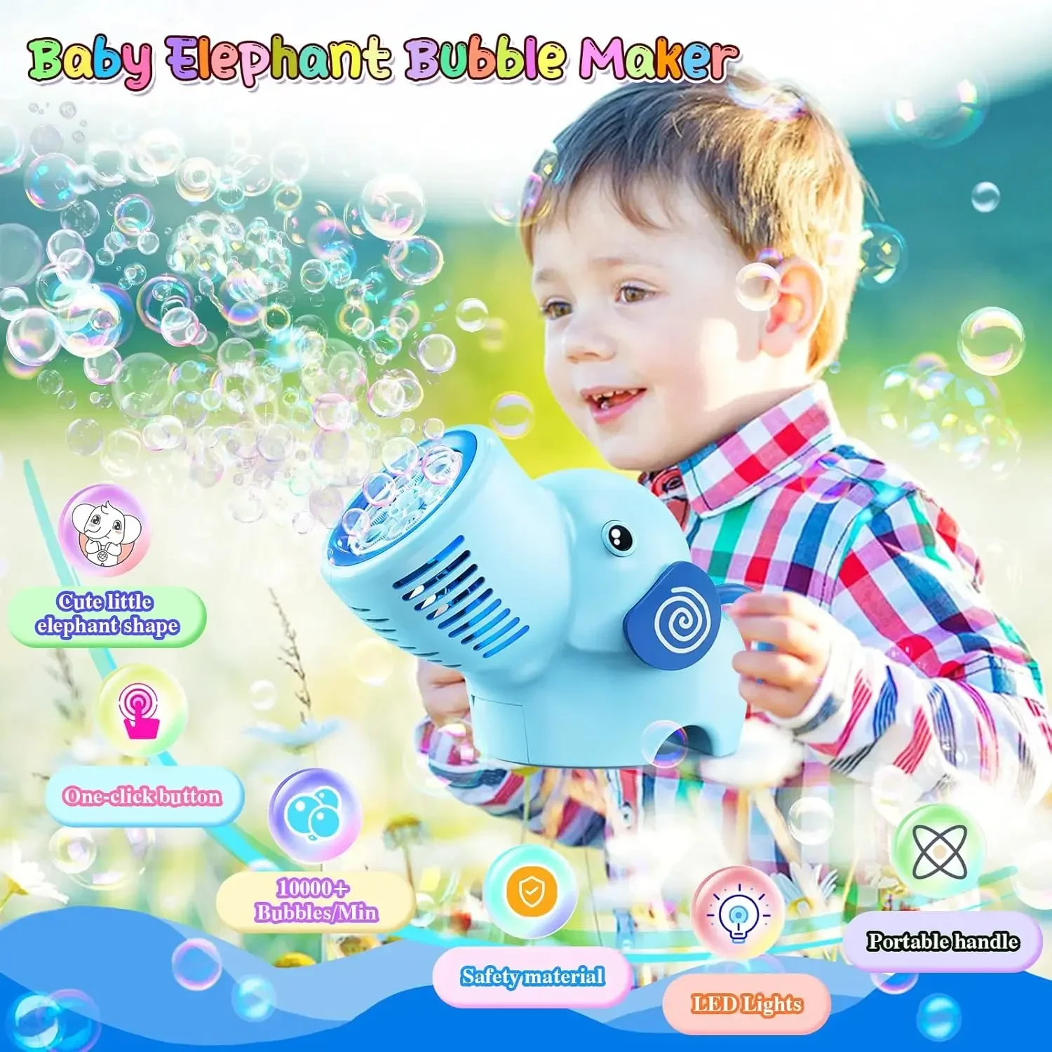 Automatic Elephant Bubble Handheld Bubble Machine Electric Cute Soap Bubble Maker Outdoor Wedding Party Toy for Kids Gift