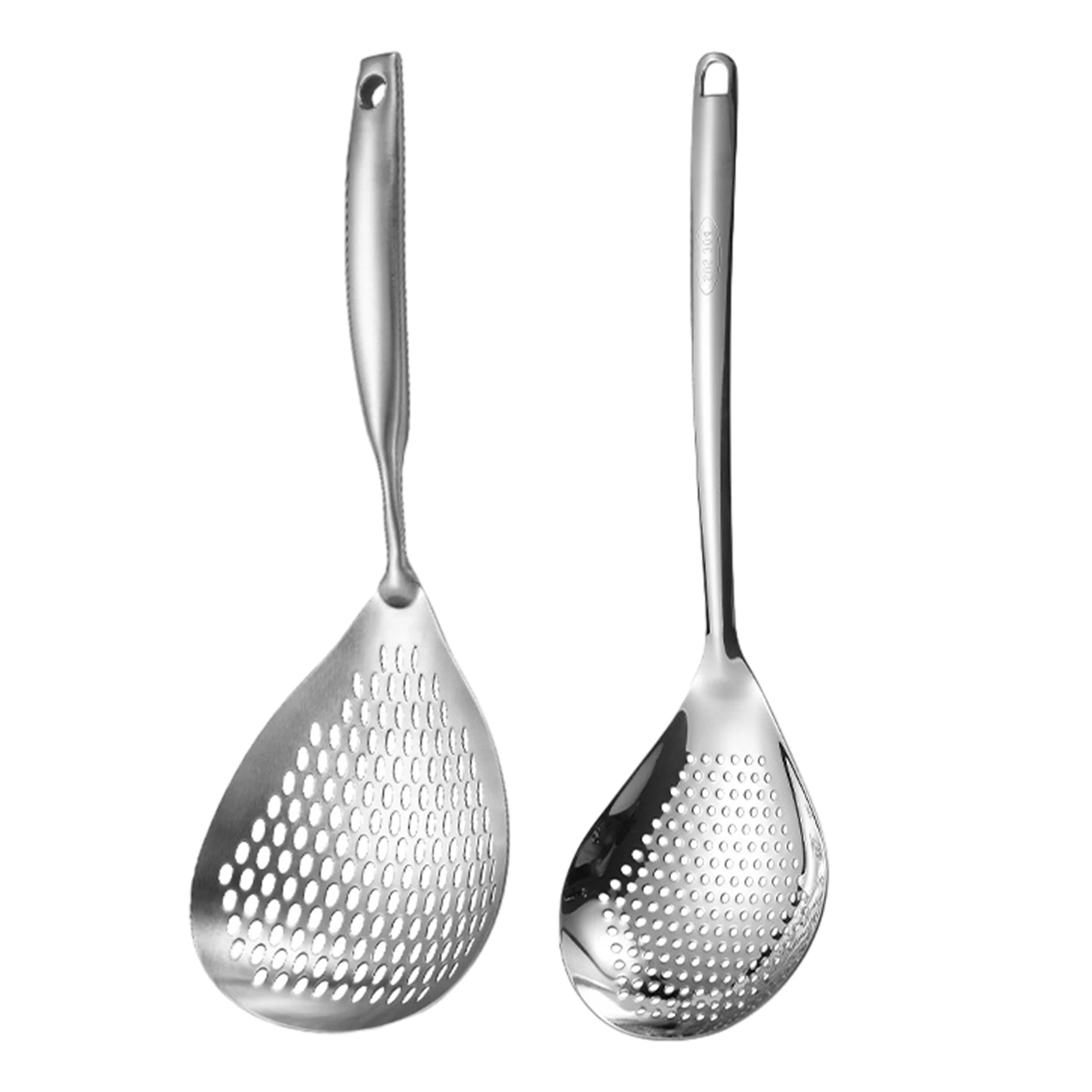 

2pcs Slotted Skimmer Home Stainless Steel Restaurant Durable Strainer Spoon Noodles Pasta For Kitchen Cooking Dumpling