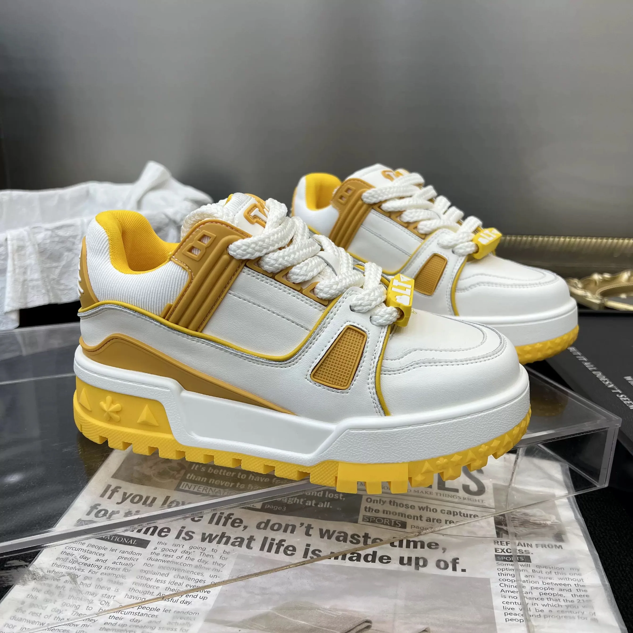 Women's Blue Multi-Layer Chunky Sneakers Image 5