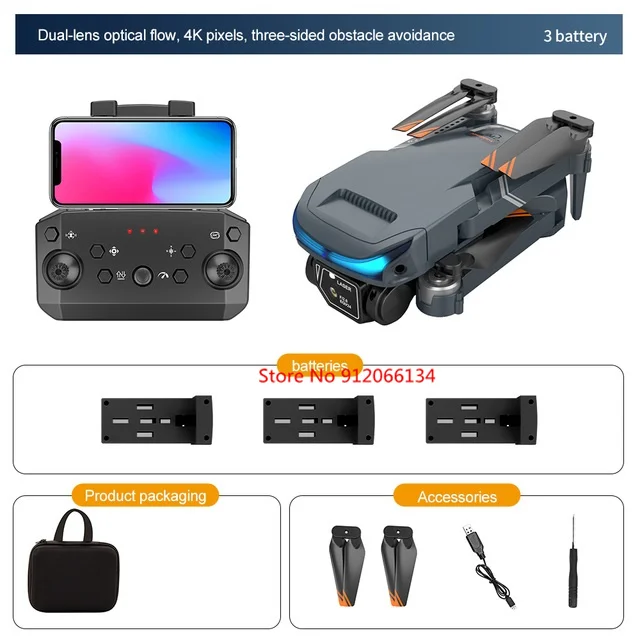 Three Way Obstacle Avoidance WiFi FPV 4K HD Dual Camera RC Drone Optical Flow Foldable RC Quadcopter With 3pcs battery Boy Gifts phantom 6ch remote control quadcopter RC Quadcopter