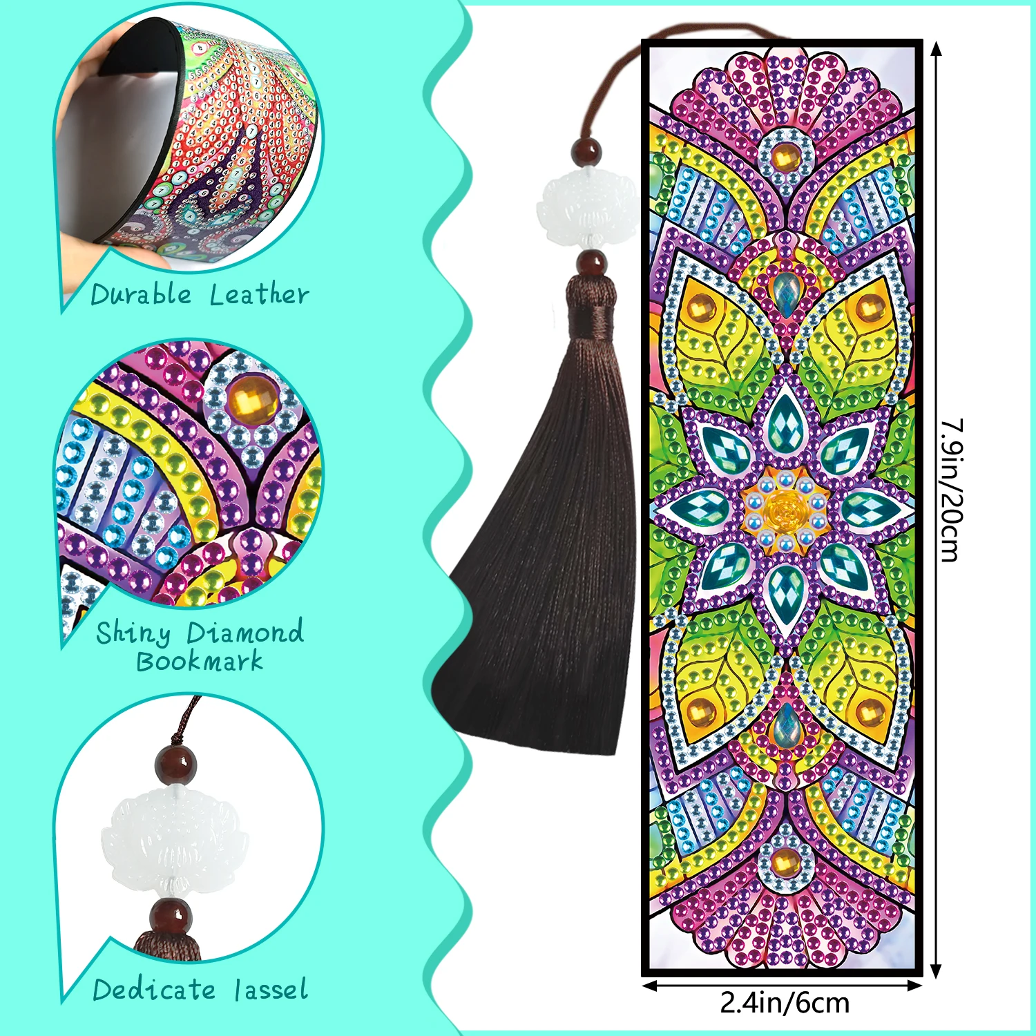 Mandala Diamond Painting Bookmarks, Diy Leather Bookmark Diamond Art Kit  Special Shape Crystal Adult Child Student Gift - Temu