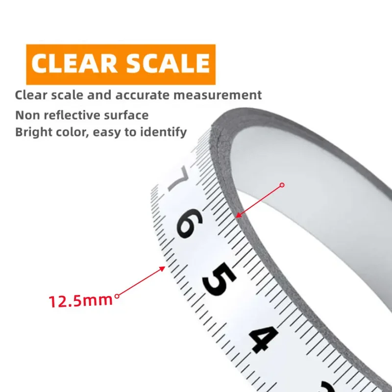 Self-Adhesive Measuring Tape tape measure Stainless Steel Workbench Ruler Adhesive Backed Metric Scale Rust-Proof Durable