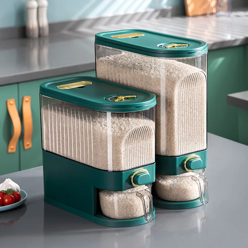 

Transparent Rice Bucket Metering Press Out Rice Storage Bucket Sealed Rice Storage Box for Grains and Miscellaneous Grains