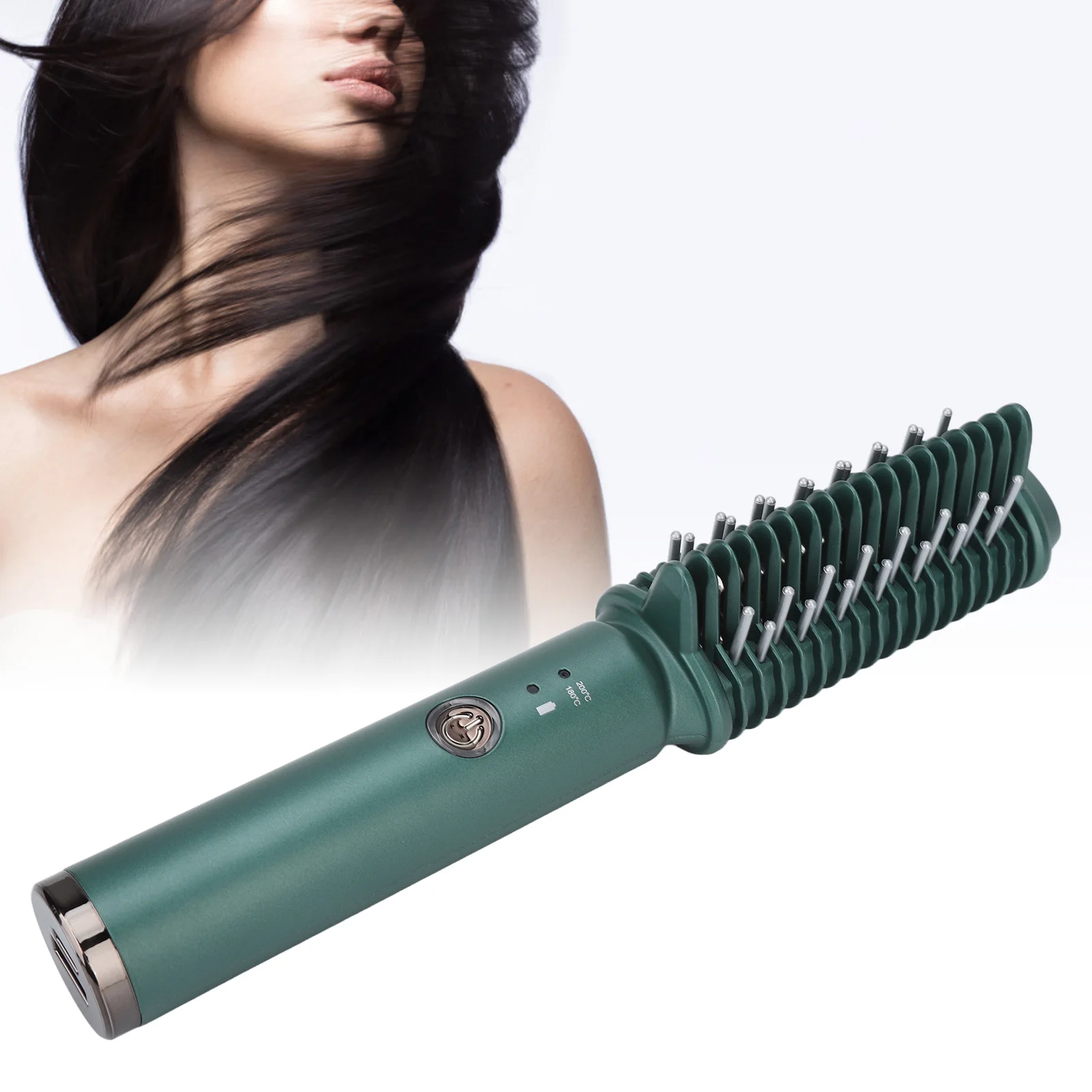 Cordless Hair Straightening Curling Brush Evenly Quickly Heating USB Rechargeable Hair Styling Tool Straightening Brush