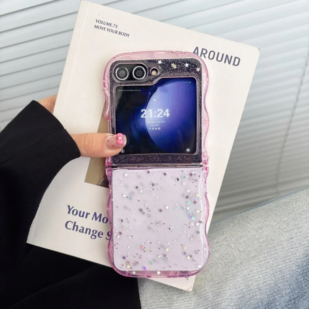 Fashion Glitter Star Curly Border Bling Soft TPU Case - Transparent Edition