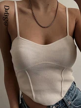 

Darlingaga Fashion Elegant Strap Knitted Corset Cami Top Women Backless Solid Basic Summer Crop Top Vintage Party Sexy Clothing