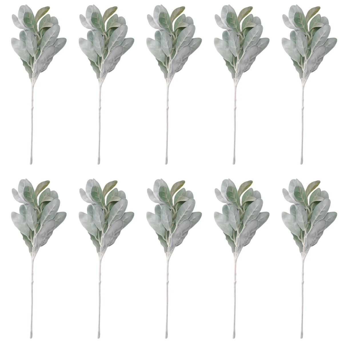 

10 Pcs Artificial Flocked Lambs Ear Leaves Dusty Stems Flocked Oak Leaves Lamb's Ear Leaf Wedding DIY