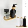Household Storage Trays for Perfume Shower Shampoo Dispenser Container Stand Bamboo Wood Tray Bathroom Kitchen Pot Holder Decor 5