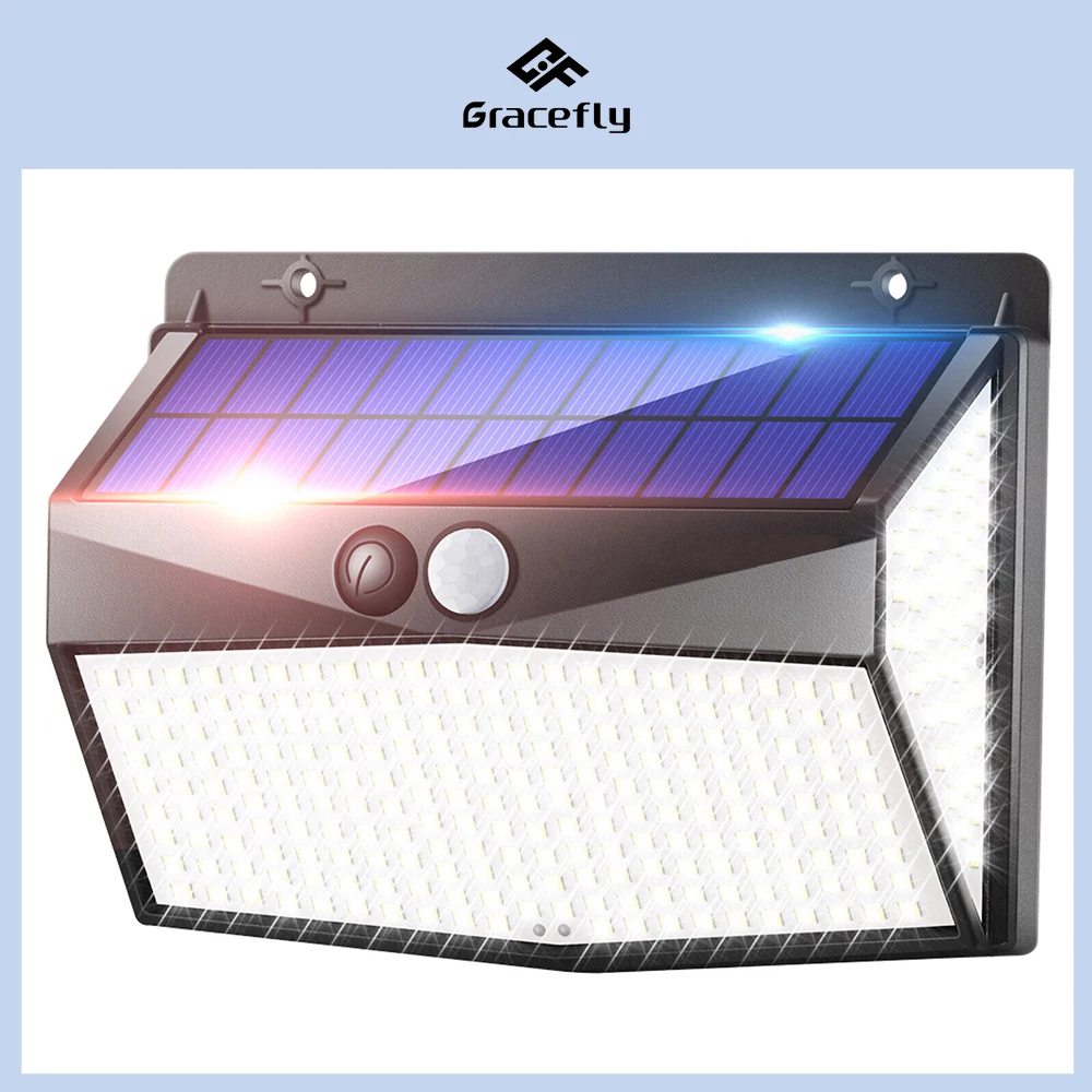 Luces Led solares para exteriores, lámpara de pared con Sensor de movimiento Pir, impermeable, recargable, exterior, reflector de calle, luz Solar, 318