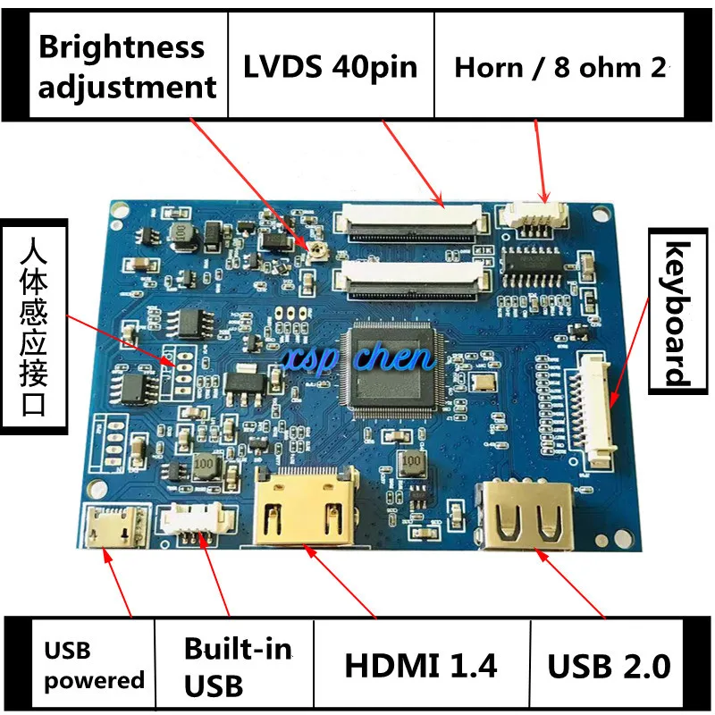 Placa do Motorista da Tela da Exposição do Lcd Hj080ia01e He080ia-01d He080ia-01f 1024x768 hd Hdmi Vga Avoirdupois Usb 8 - Imagem 2