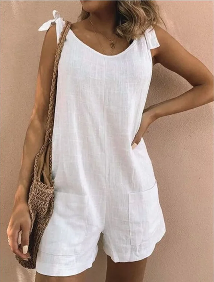 Women's Suspender Jumpsuits 2023 Fashion Linen Summer Overalls Casual Playsuits Female Solid Vest pants Loose Oversized jumpsuit