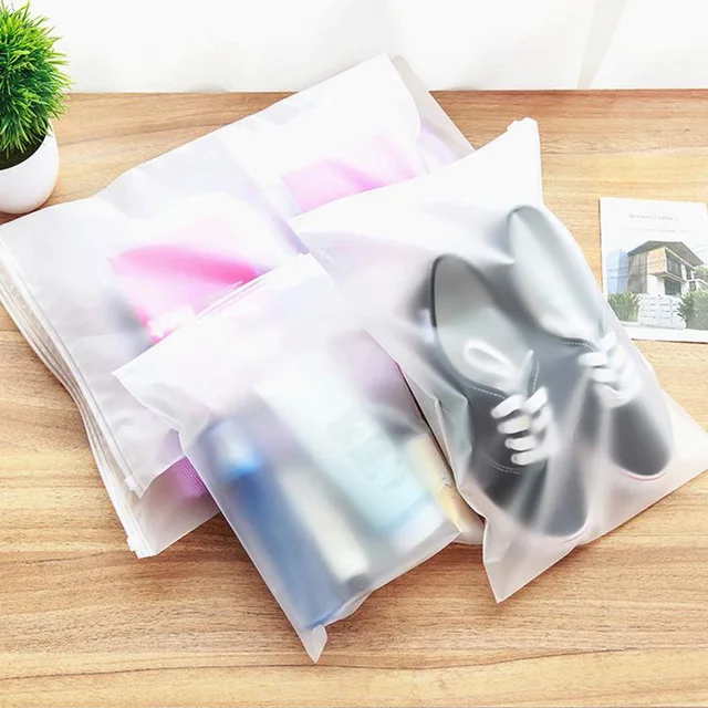 25X30 Cm 10Db Hordozható Vízálló Pe Fagyos Tárolózsákok Utazási Poggyász -Partíció Tároló Táska Ruházat Cipő
