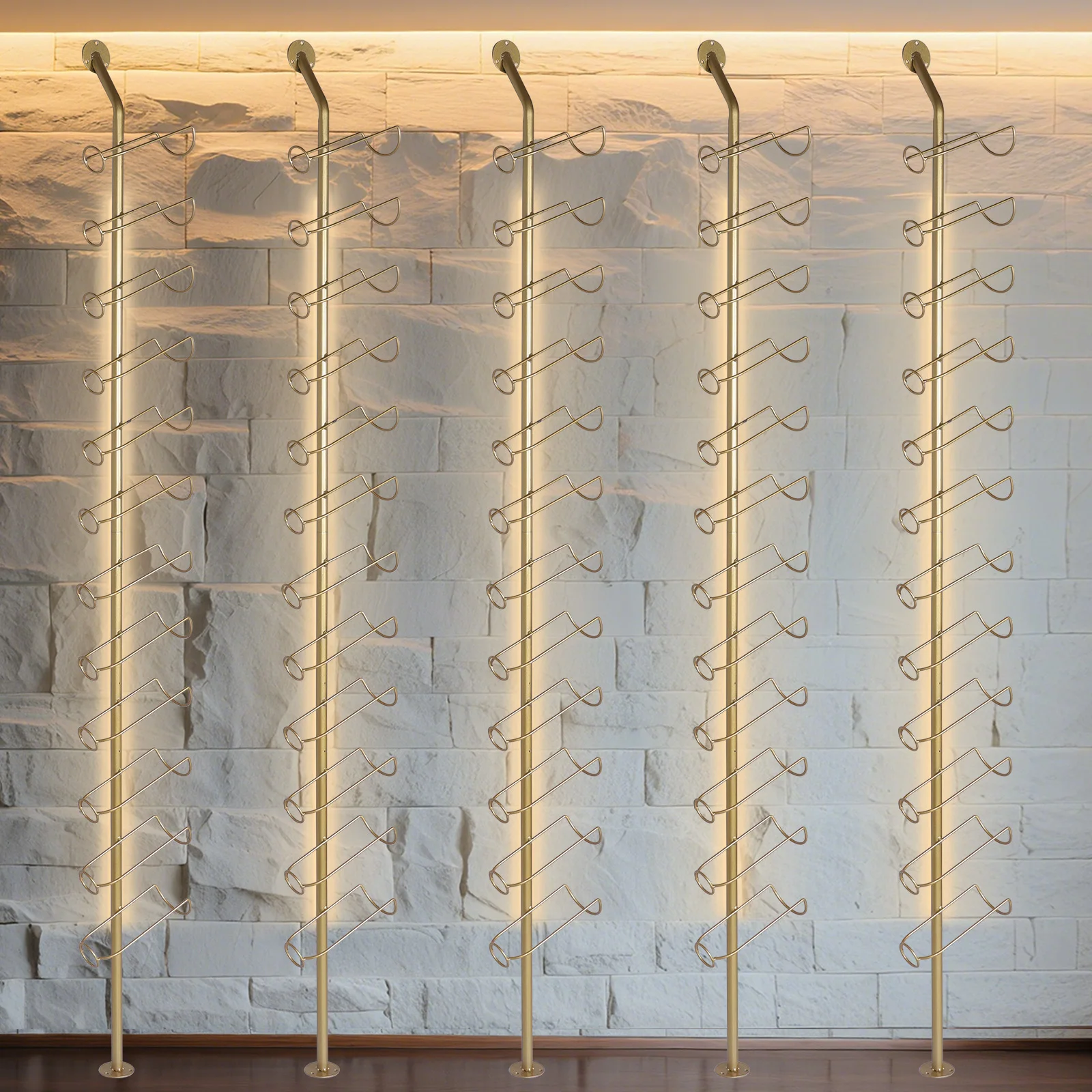 5 Pack Wall Mount Wine Storage Organizer for 60 Wine Bottles Wine Bottle Display Holder for Kitchen Dining Room Bar Wine Cellar