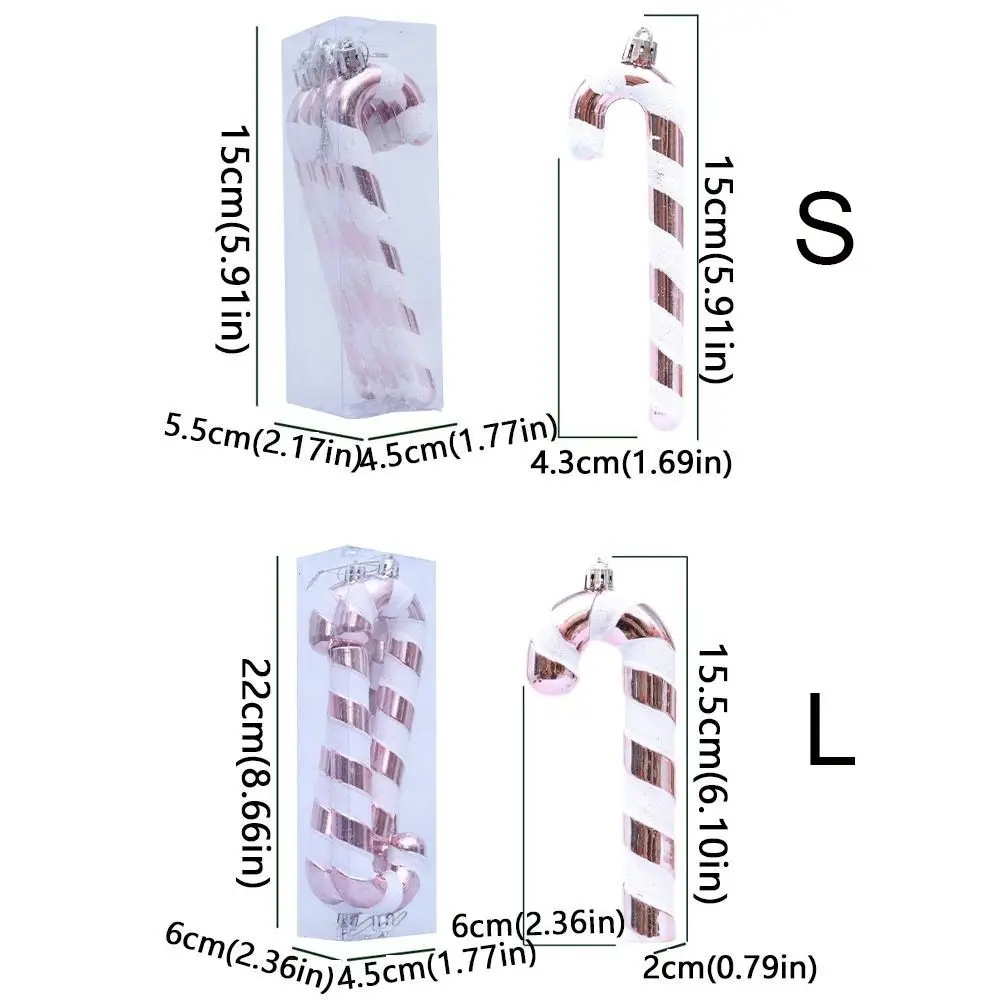4pcs Colorful Christmas Candy Cane Pendant Shatterproof Plastic Lollipop Cane Pendant Electroplated Christmas Tree Pendant