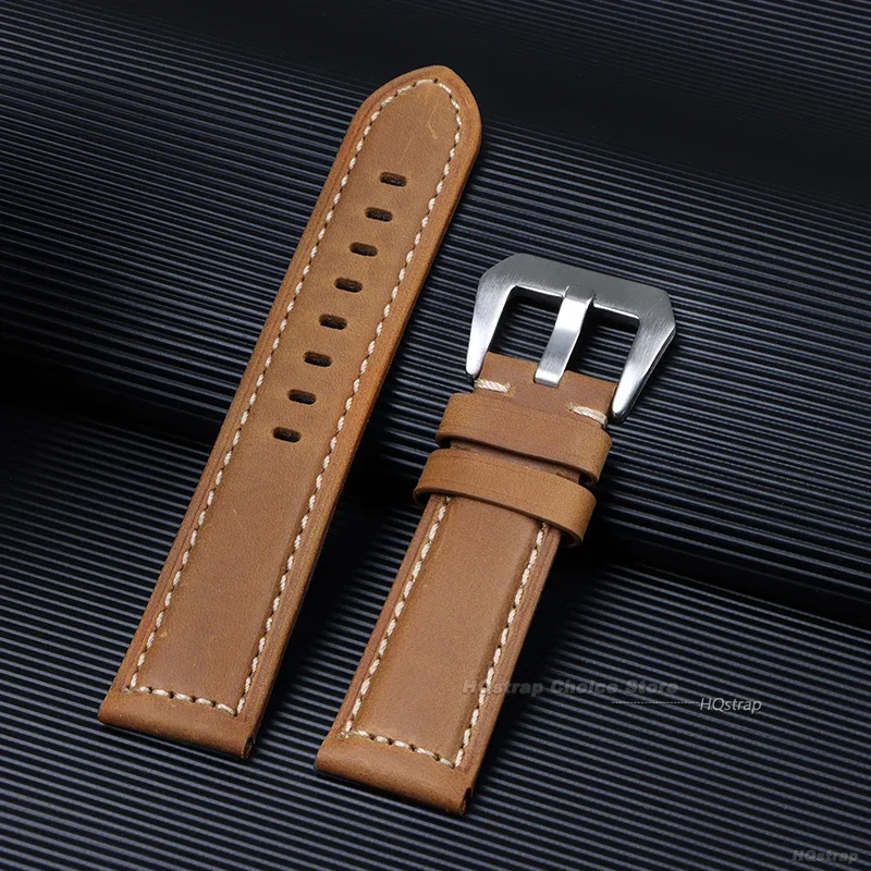 Vintage Matte Genuine Leather Watchband Bracelet - Black, Blue, Brown