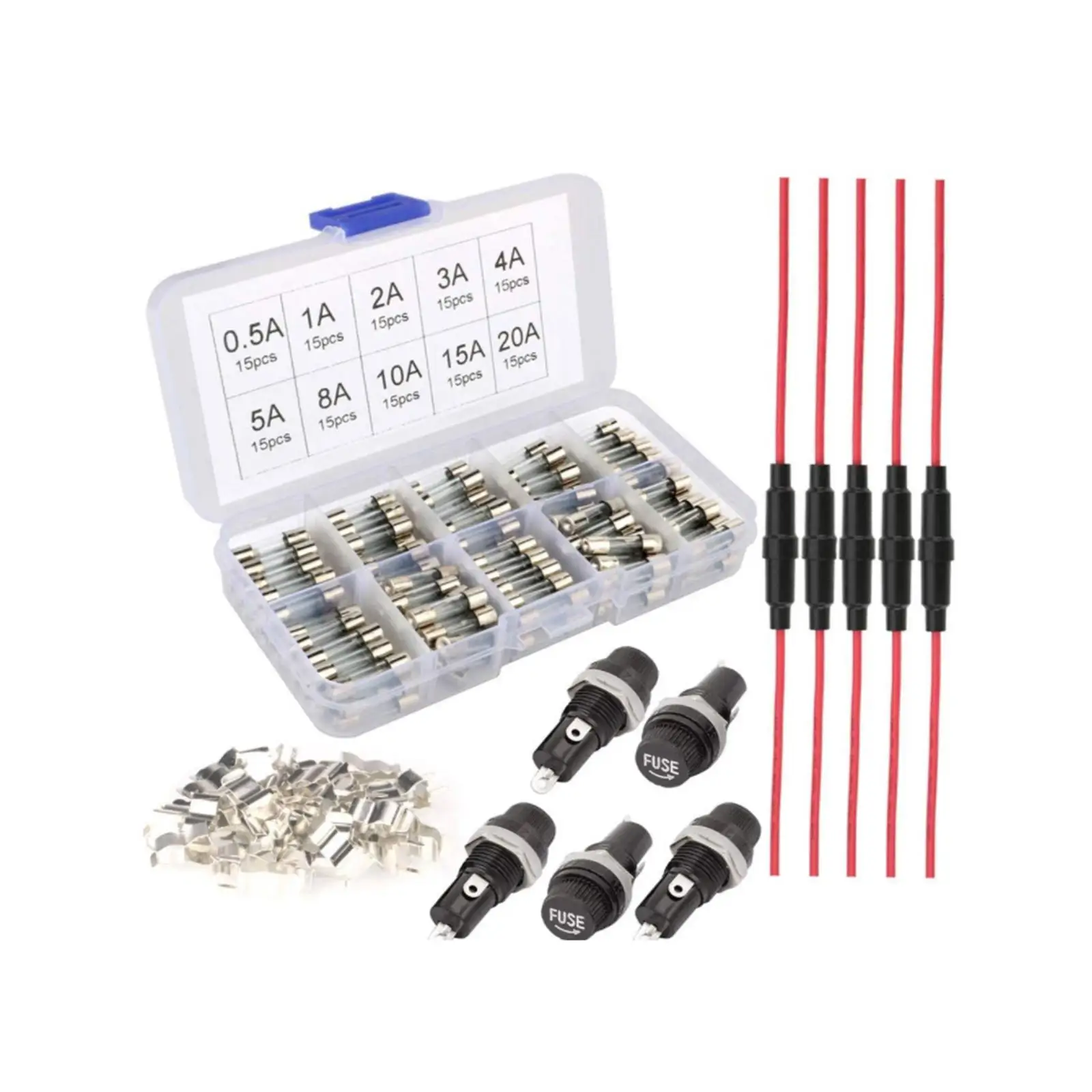 

150Pcs Fast Blow Glass Fuses Waterproof 250V 5 x 20mm Direct Replaces for Easy