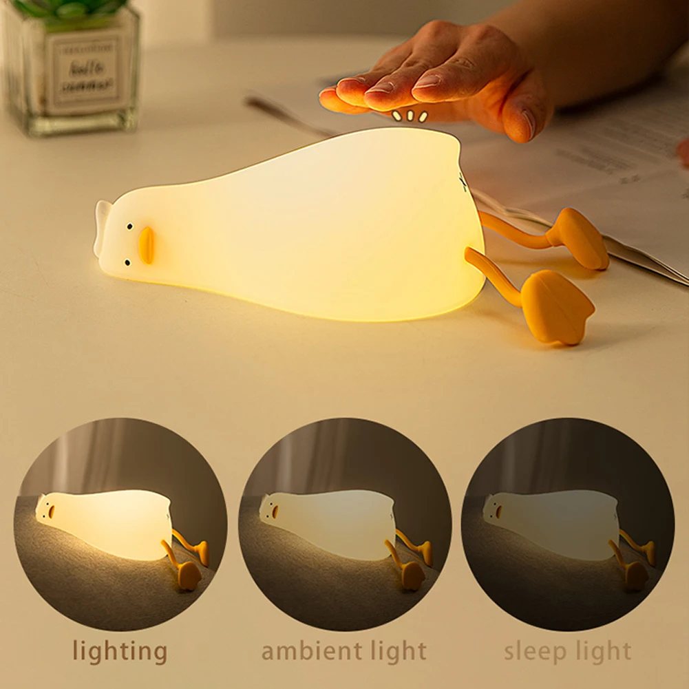 

Duck Night Light Adjustable Brightness Usb Charging Bedroom Bedside Lamp Mobile Phone Holder Kids Baby Gift