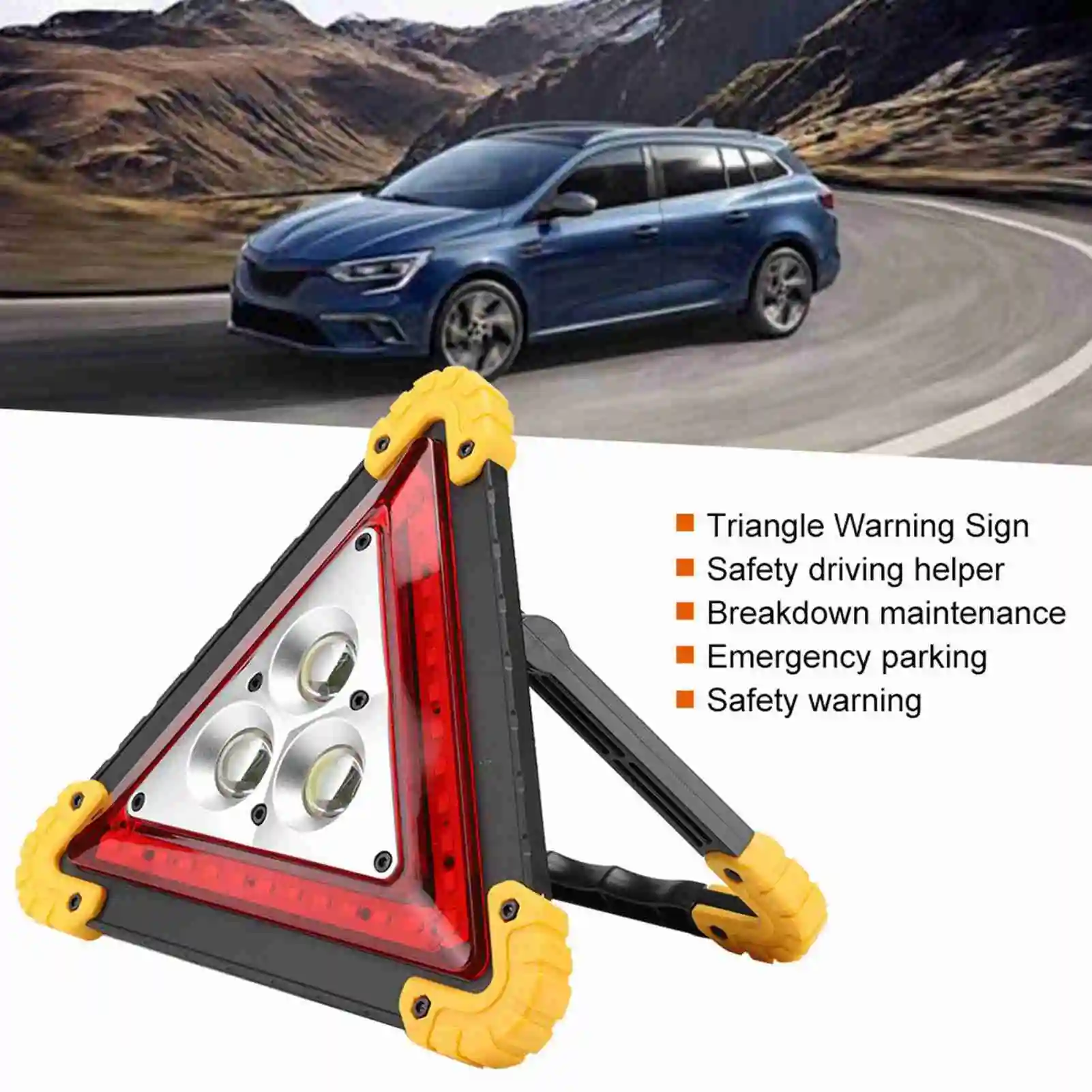 zk30 30W Multifunction Car Breakdown Emergency Safety Triangle Stop Sign with Red LED Warning Light